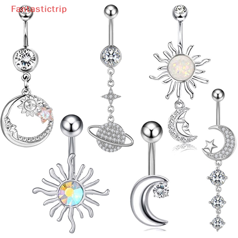 [Fantastictrip] Khuyên Rốn Đính Đá Zircon Mặt Trăng Hành Tinh Thời Trang Mới Cho Nữ