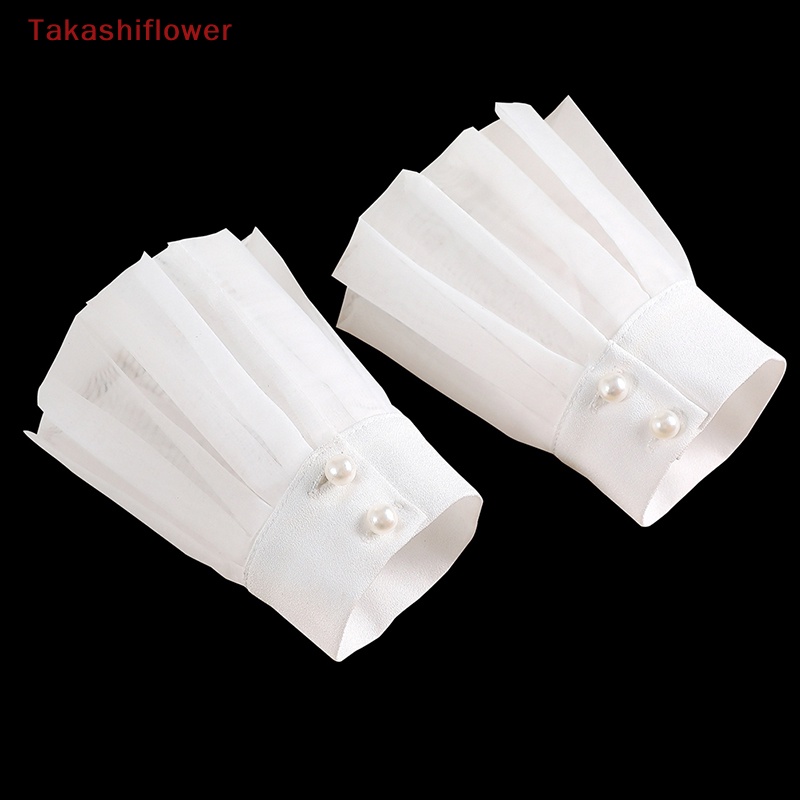 1 Cặp Cổ Tay Áo Rời Phối Ren Màu Trơn Thời Trang Cho Nữ