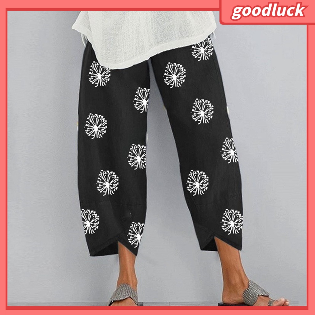 Quần Dài Dáng Rộng Bằng Polyester Co Giãn In Họa Tiết Độc Đáo Thời Trang Cho Nữ