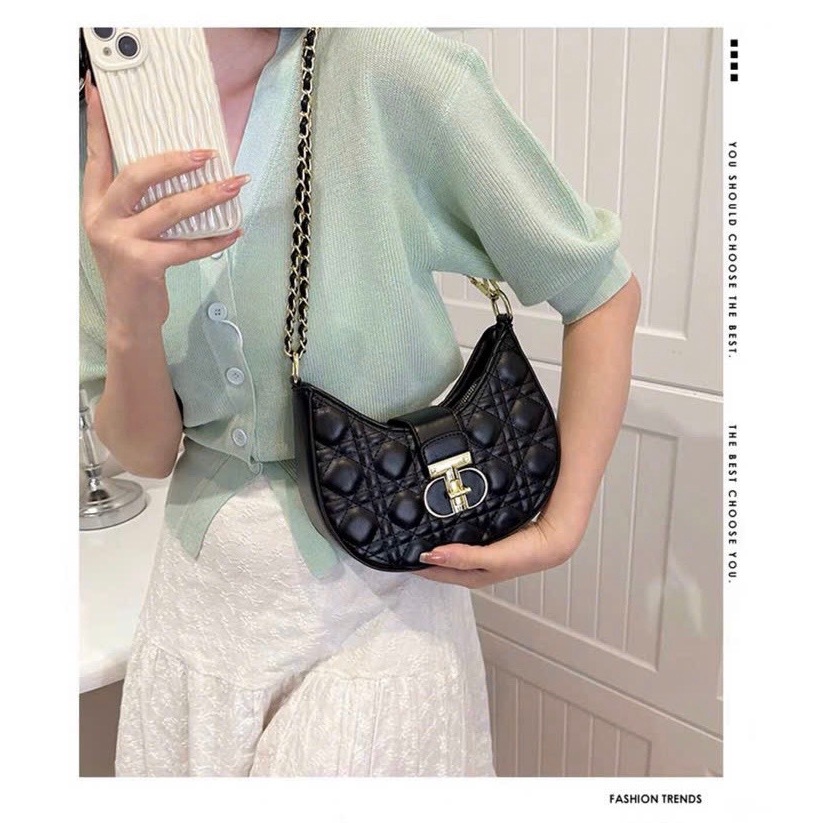 Túi kẹp nách dáng bầu, túi xách nữ đeo vai thời trang sang chảnh