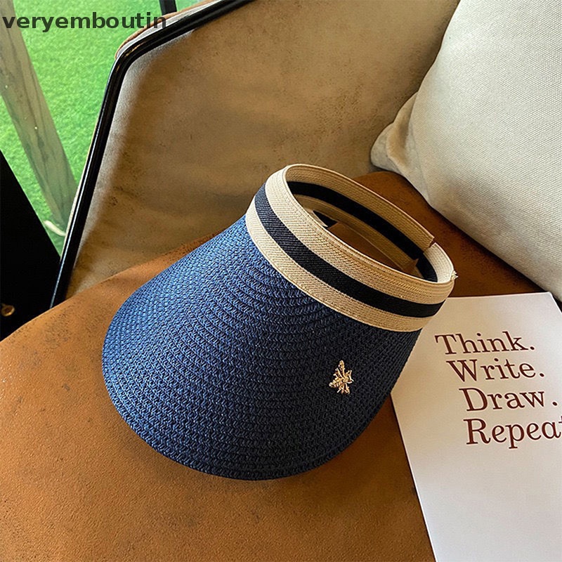 Mũ Cói Chống Nắng Vành Rộng Hở Chóp Siêu Nhẹ Có Thể Gấp Gọn Thời Trang Đi Biển Cho Nữ