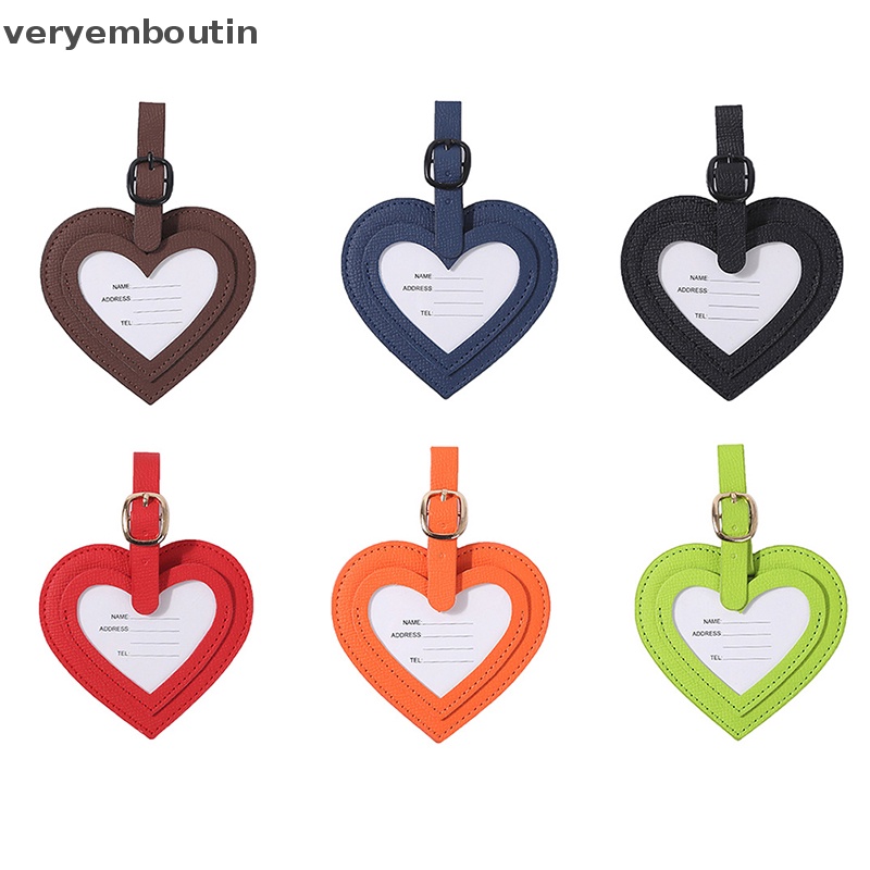 Thẻ Tên Hành Lý Bằng Da Hình Trái Tim 1 Cái