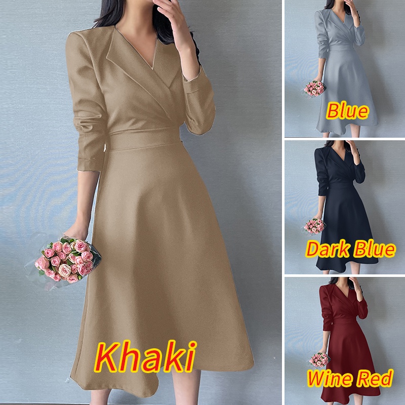 Đầm nữ ZANZEA dáng chữ A tay dài cổ bẻ thời trang phong cách Hàn Quốc