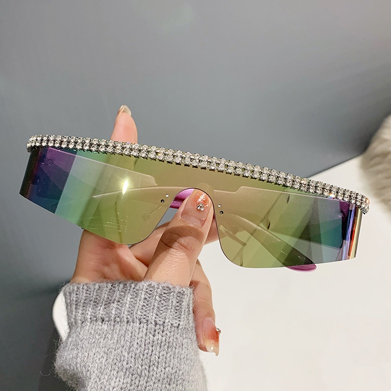 Kính Mát Không Gọng Đính Đá Nhiều Màu Sắc Phong Cách Thể Thao