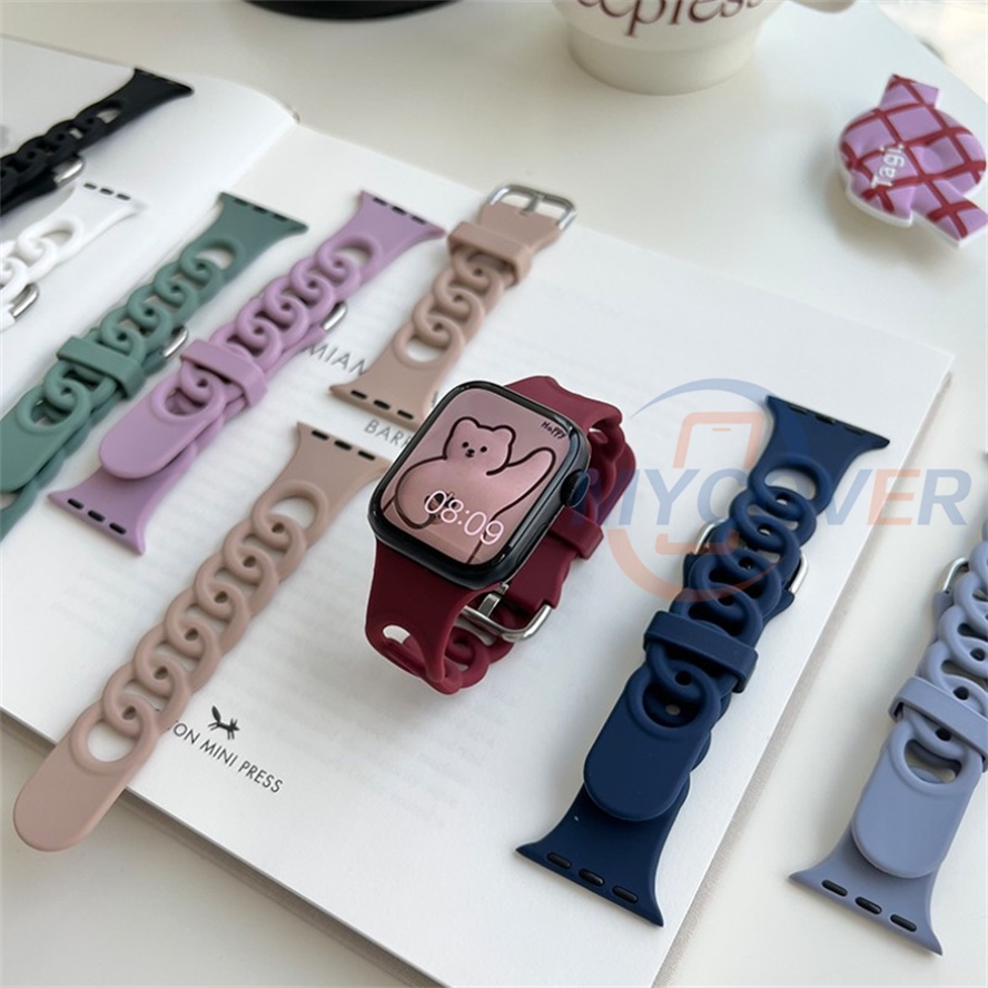 Dây Đồng Hồ Thể Thao Thông Minh Bằng Silicon Kích Thước 49mm 41mm 45mm 44mm 42mm 40mm 38mm 8 7 6 SE 5 4 3 2 1