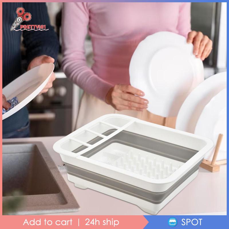[Prettyia1] Khay Đựng Chén Dĩa Chia Ngăn Dạng Gập Sắp Xếp Gọn Gàng Cho Quầ