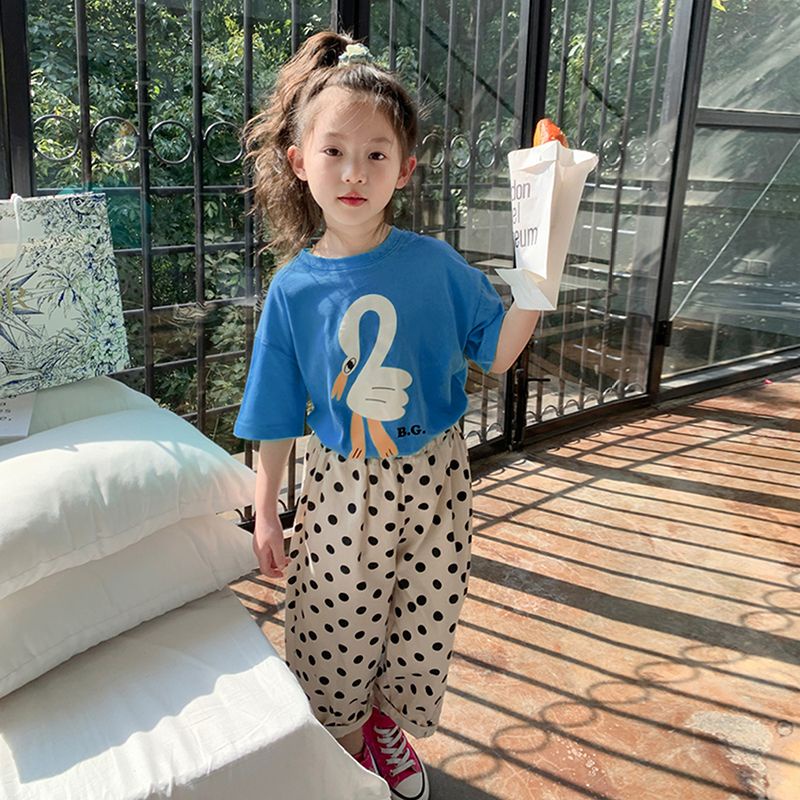 Áo Thun 100% Cotton Tay Ngắn In Họa Tiết Thời Trang Xuân Hè Dành Cho Bé Gái