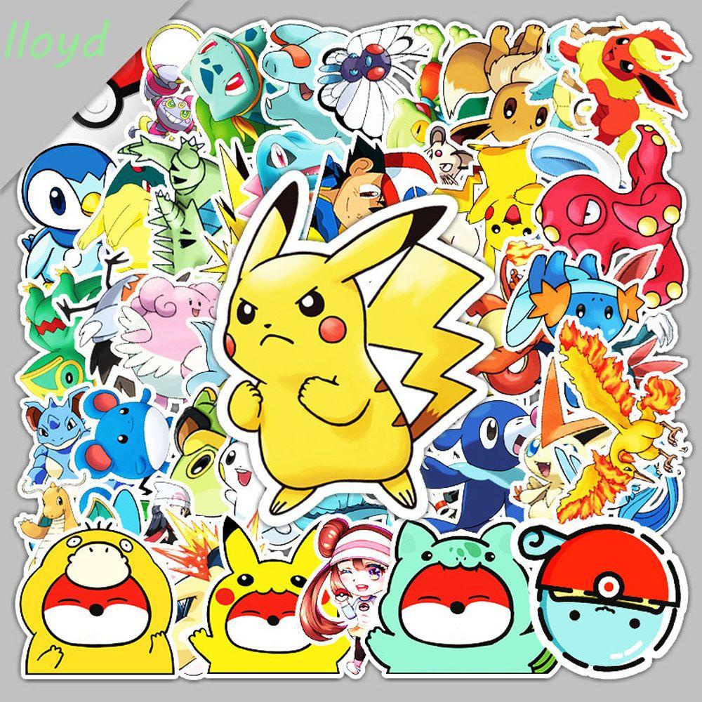 Bộ 50 Miếng Dán Hình Pokemon Mini Trang Trí Vali / Ván Trượt / Guitar / Văn Phòng / Trường Học