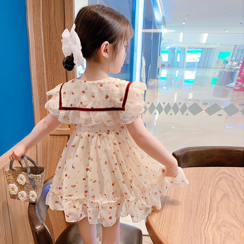 Đầm Công Chúa Vải Voan Cổ Ren Trái Tim Phong Cách Phương Tây Thời Trang Mùa Hè Mới Dành Cho Bé Gái