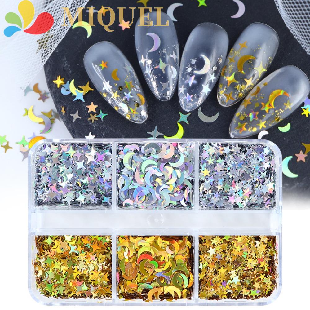 Phụ Kiện Trang Trí Móng Tay Nghệ Thuật Hình Trăng Sao Màu Laser Phong Cách Nhật Bản Dành Cho Bạn Nữ