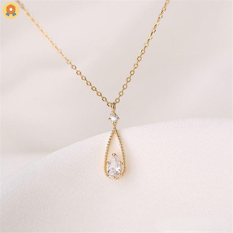 Vòng cổ Đính Đá Zircon Hình Giọt Nước Thiết Kế Đơn Giản Thời Trang HYJP2