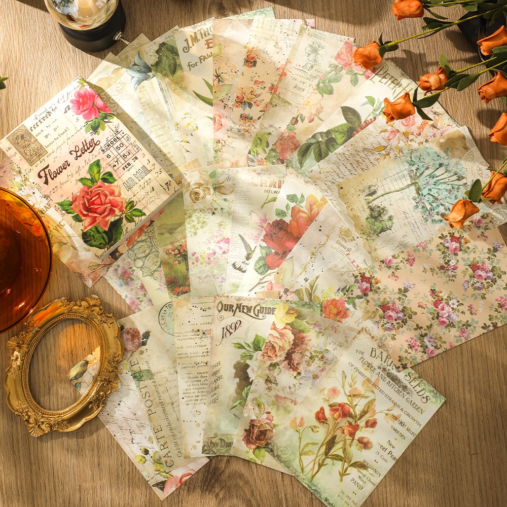 Set 100 Tờ Giấy Không Dính Phong Cách Vintage Trang Trí Sổ Tay DIY