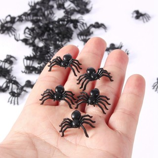 50 Nhện Giả Bằng Nhựa Màu Đen 2cm Trang Trí halloween