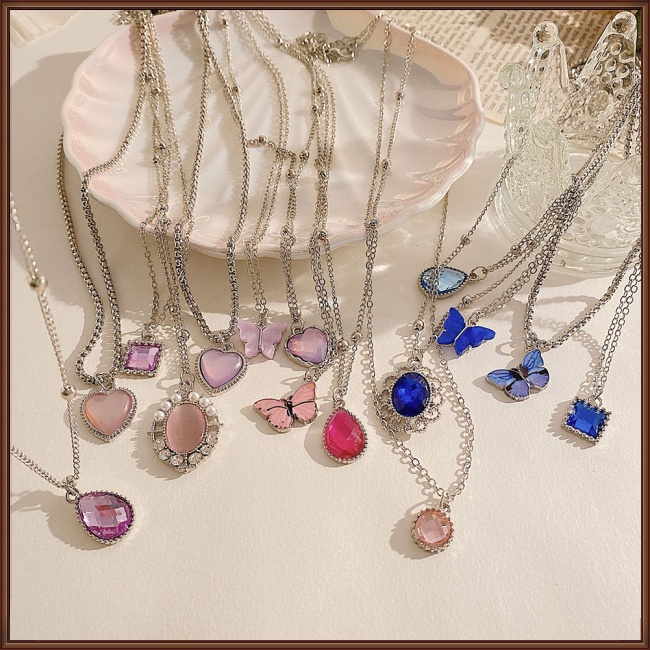 Set 5 Vòng cổ Mặt Trái Tim Đính Đá Sang Trọng Cho Nữ
