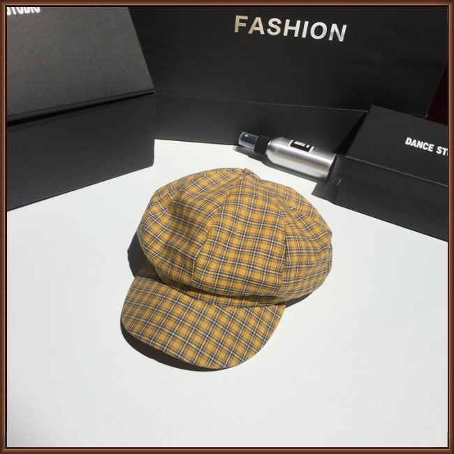 Mũ Beret Họa Tiết Sọc Caro Phong Cách Retro Thời Trang Cho Nữ