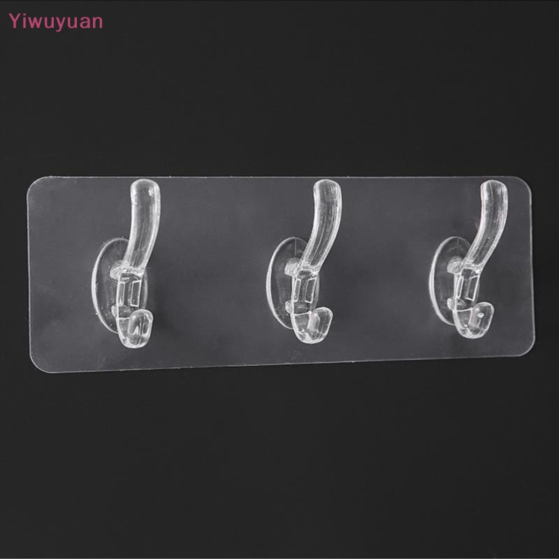 < Yiwuyuan > Móc Treo Đồ Dán Tường Bằng Nhựa Trong Suốt Không Cần Đóng Đinh Mới