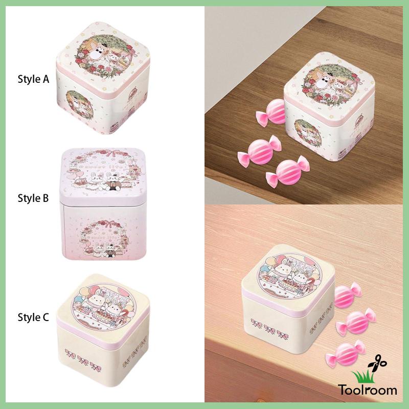 Hộp Thiếc Hình Vuông Đựng Kẹo / Thực Phẩm Có Nắp DIY