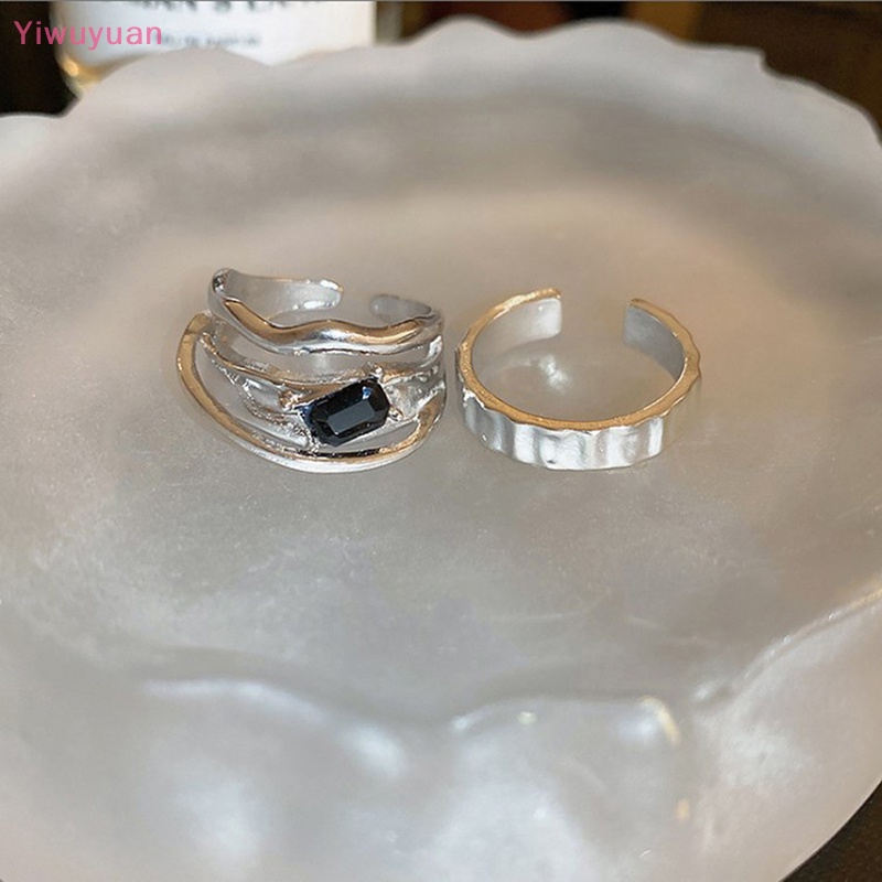 &lt; Yiwuyuan &gt; Nhẫn Hở Kim Loại Dạng Lỏng Kiểu Hình Học Sáng Tạo Phong Cách Kroean Cho Nữ