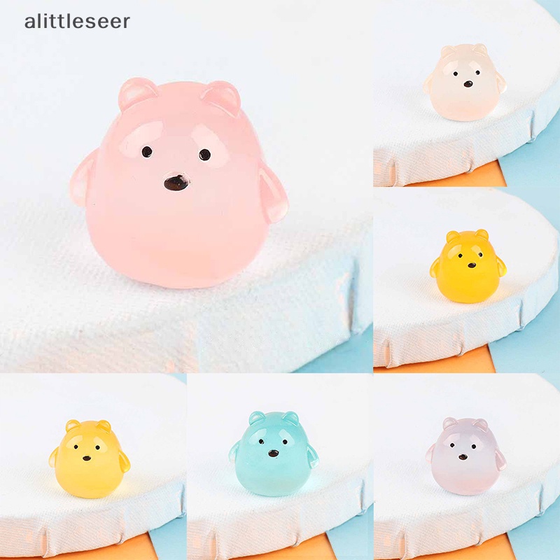 Set 2 Kẹp Tóc Hình Chú Gấu Nhỏ Bằng Nhựa Resin Phát Sáng Dễ Thương Trang Trí Tiểu Cảnh DIY
