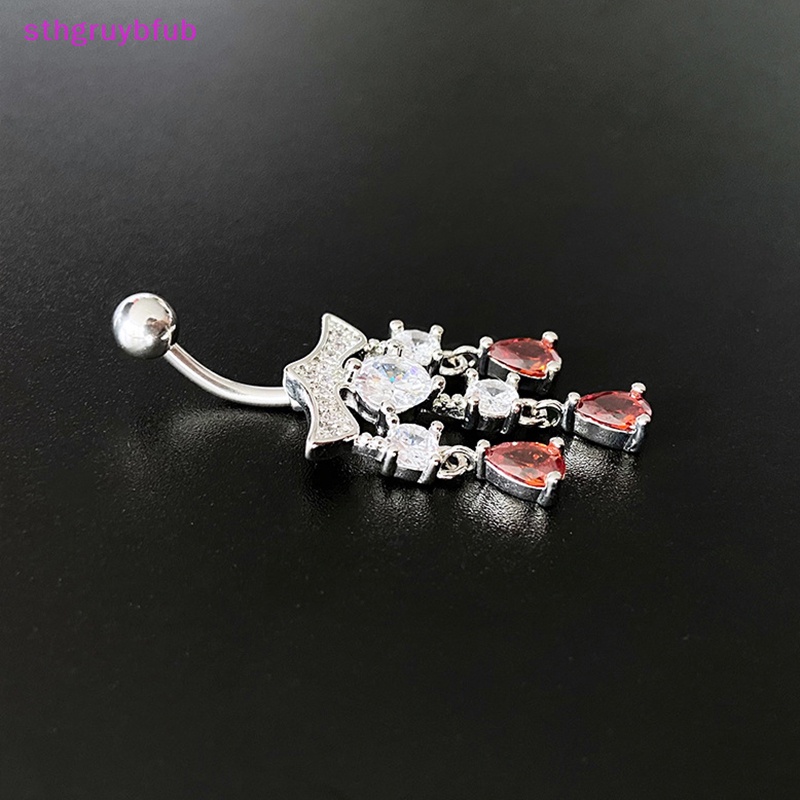 Khuyên Rốn Bằng Thép Không Gỉ Hình Trái Tim Đỏ Thời Trang