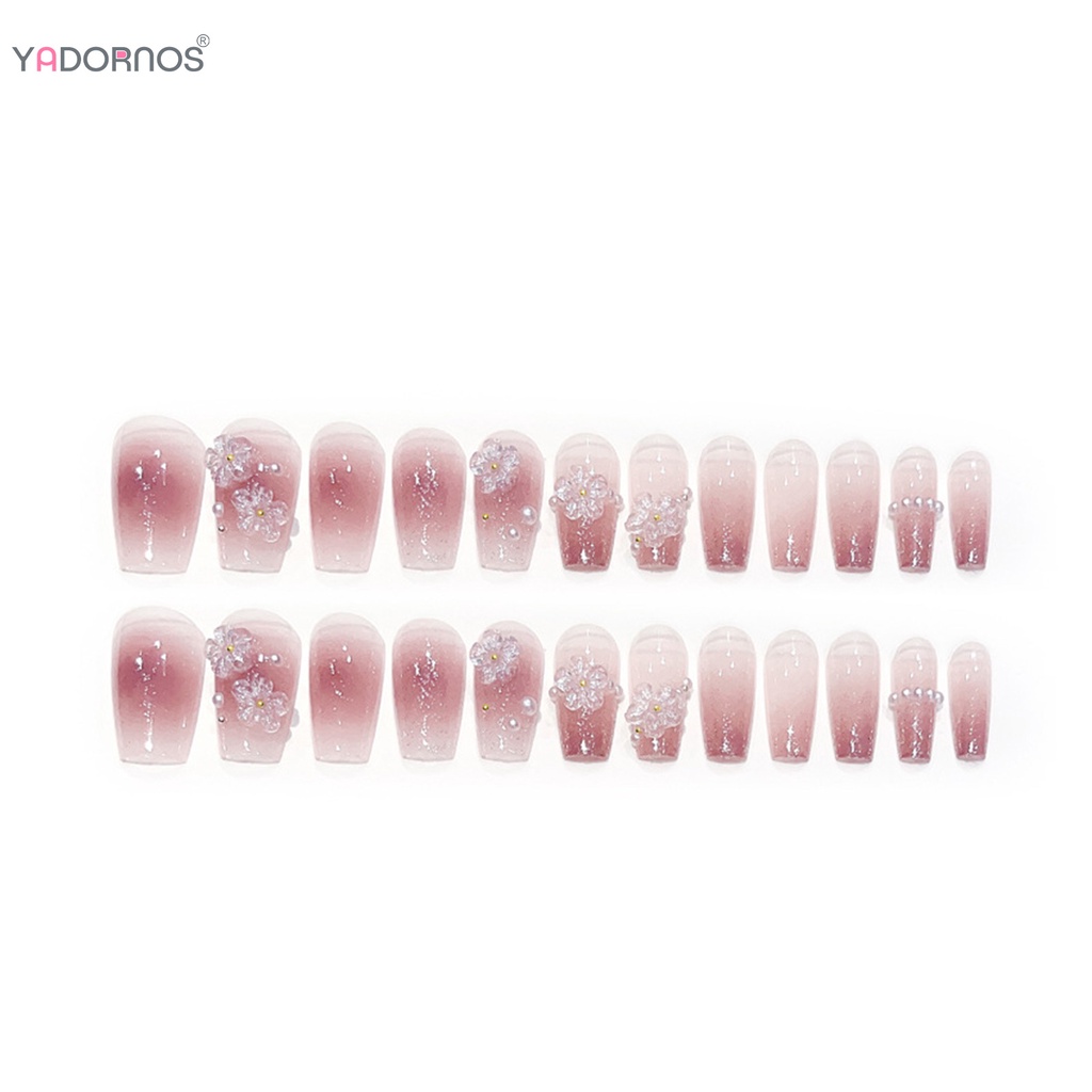 Móng Tay Giả Trọng Lượng Nhẹ Trang Trí Hồng Ngọc Trai YADORNOS