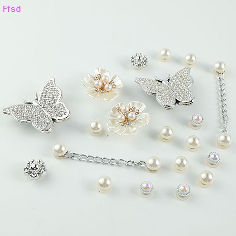 {Ffsd} 1 Bộ Phụ Kiện Giày Croc Hình Bướm Đính Đá Ngọc Trai Có Thể Tháo Rời Trang Trí Giày Quà Tặng Cho Trẻ Em * Hàng Bán Chạy