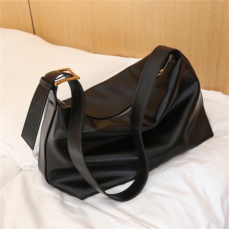 Ielgy Túi tote Sức Chứa Lớn Có Dây Kéo Màu Tối Cao Cấp Cho Nữ