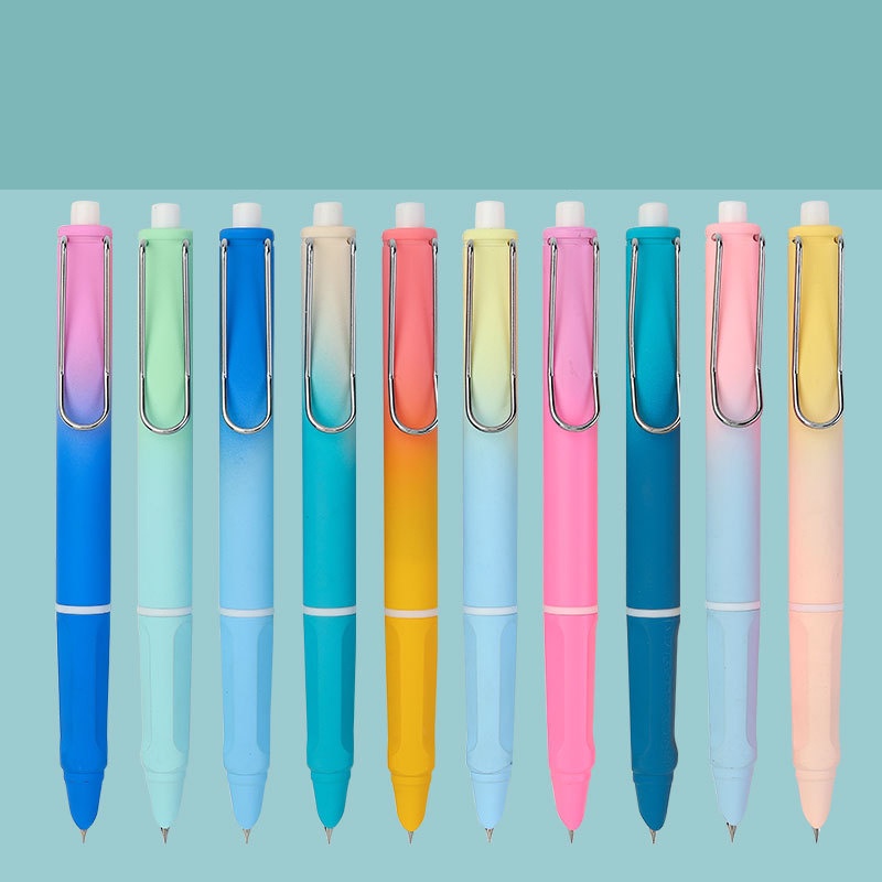 Bút Máy Mực Dạng Nhấn Ngòi 0.38mm Có Thể Bơm Mực Lại Màu Sắc Gradient Dành Cho Giáo Viên