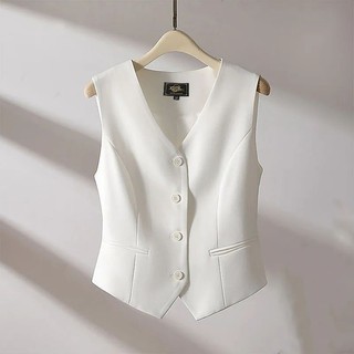Phiên Bản Hàn Quốc Nữ Sản Phẩm Mới Phù Hợp Với Áo Vest Áo Vest Mặc Ngoài Slim-fit Không Cổ Áo Vest Ngắn