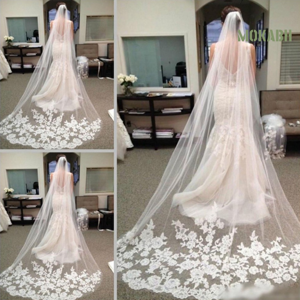 Mạng Che Mặt Một Lớp Dài 300CM Kèm Lược Cài Tóc Cho Cô Dâu