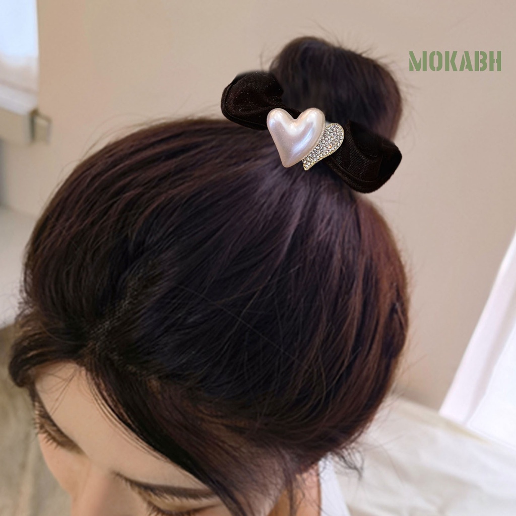 Dây Cột Tóc Co Giãn Cao Họa Tiết Trái Tim Đôi Lấp Lánh