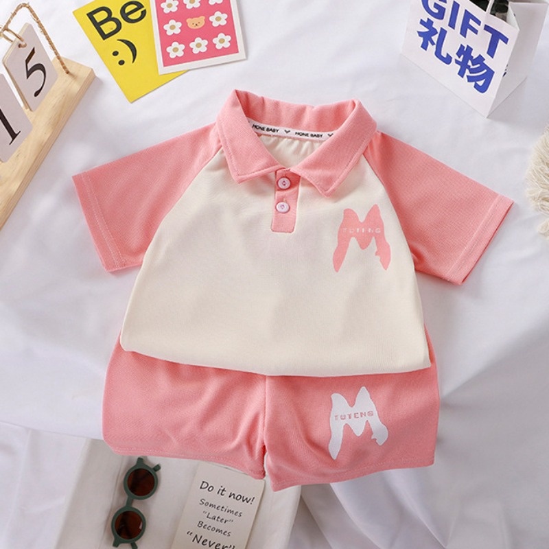 Bộ Đồ Thể Thao Áo Thun polo Phối Quần Short Tay Ngắn 80-160cm Màu Sắc Dễ Thương Cho Bé