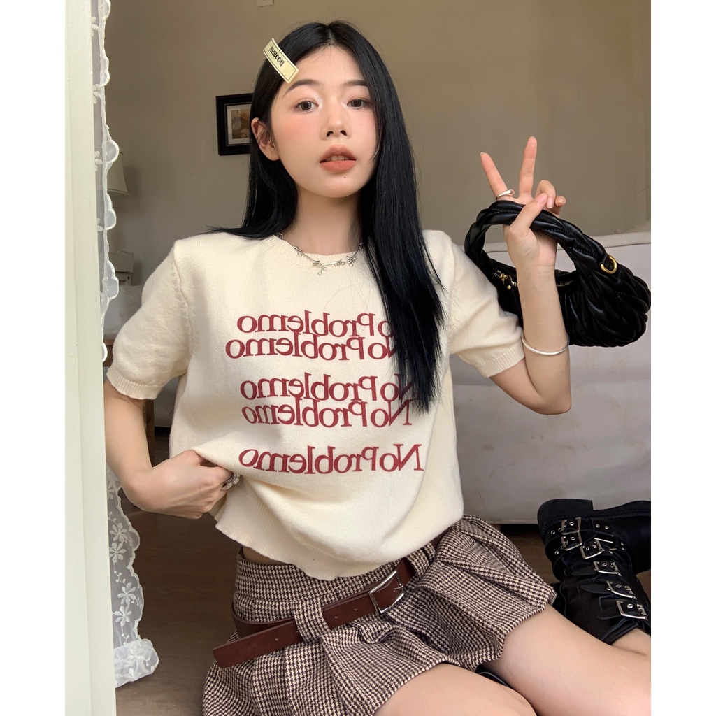 Áo Thun Nữ Tay Dài In Chữ Thời Trang Hàn Quốc
