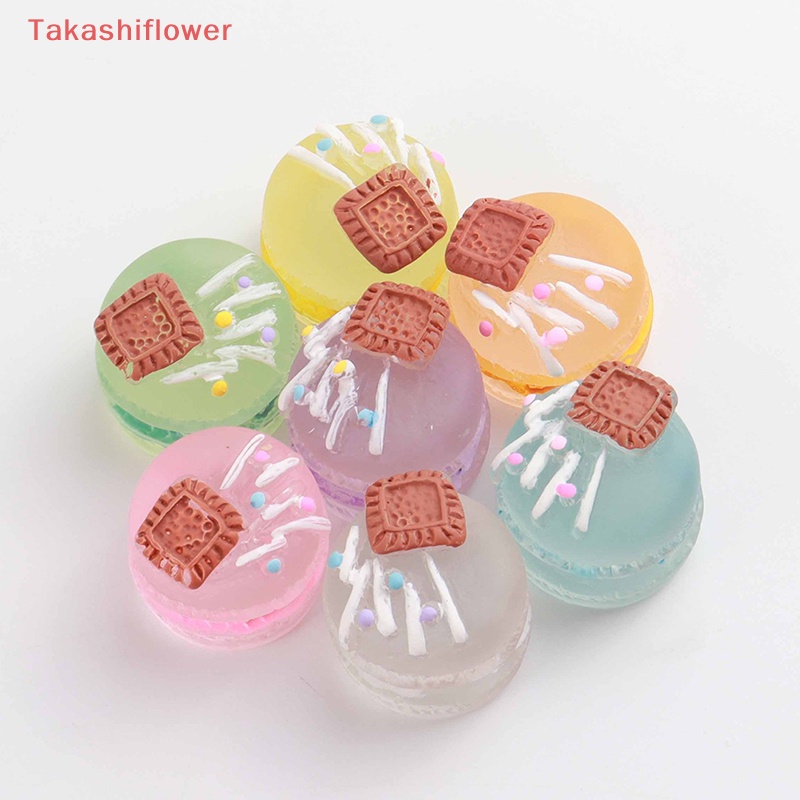 Set 2 Phụ Kiện Trang Trí Điện Thoại Kiểu Bánh Macaron 3D DIY Bằng Nhựa Resin Dạ Quang