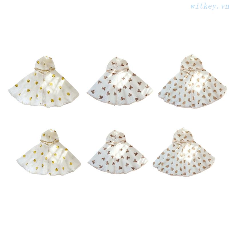 Khăn Tắm Trùm Đầu Thoáng Khí Thấm Hút Tốt In Họa Tiết Hoạt Hình Xinh Xắn Cho Bé Trai Gái 0-36 Tháng Tuổi