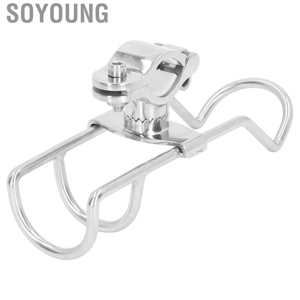 Soyoung Rail Mounted Clamp Fishing Rod Holder 360 Degrees Rotation for Boats Yachts