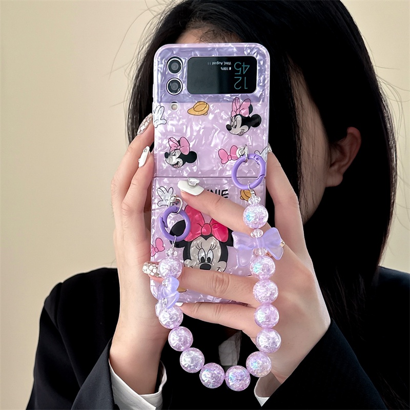 Lật Ốp Điện Thoại Dẻo Họa Tiết Hoạt Hình mickey minnie Kèm Dây Đeo Cho samsung galaxy z flip 4 5g z flip 3 5g