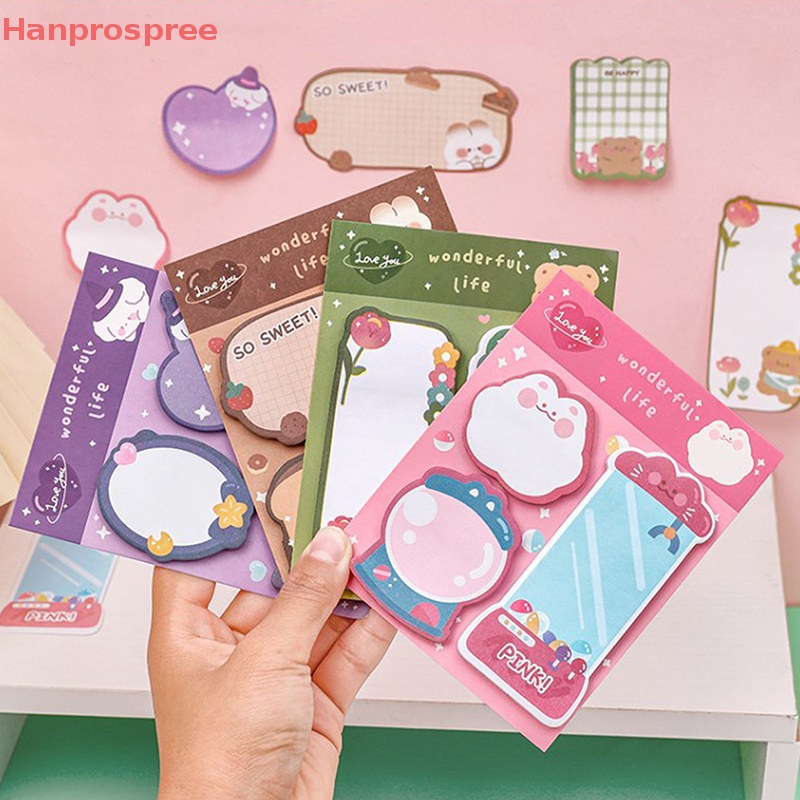 Hanprospree > Tập Giấy Ghi Chú Họa Tiết Thỏ / Gấu Dâu Tây Hoạt Hình Đáng Yêu