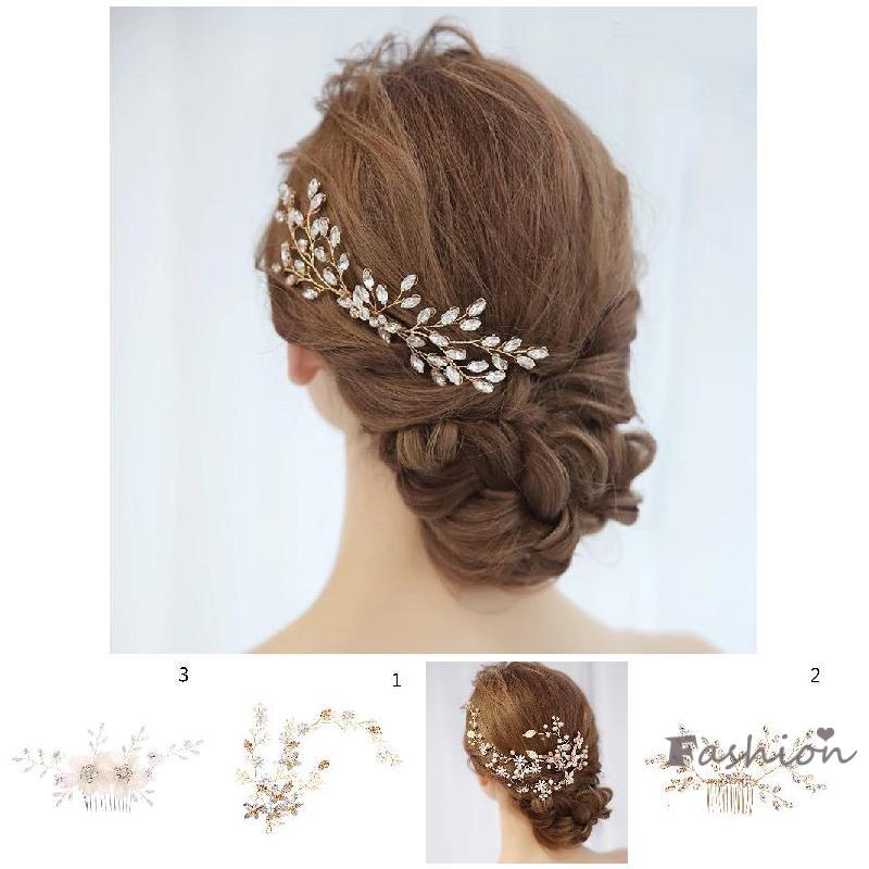 Lược Cài Tóc Hình Hoa Lá Thanh Lịch Cho Cô Dâu