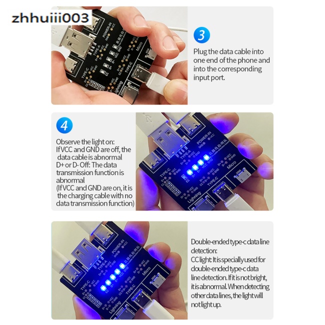 Bảng Mạch Kiểm Tra Cáp Dữ Liệu ZHIHUI Tương Thích Với Iphone Android Usb Type C