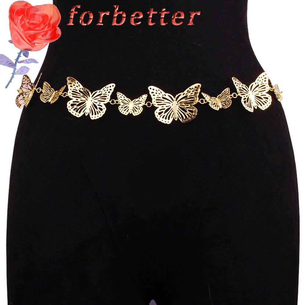 Thắt Lưng Dây Xích Mặt Hình Bướm Rỗng Có Thể Điều Chỉnh Phong Cách Punk Hip Hop Quyến Rũ Cho Nữ