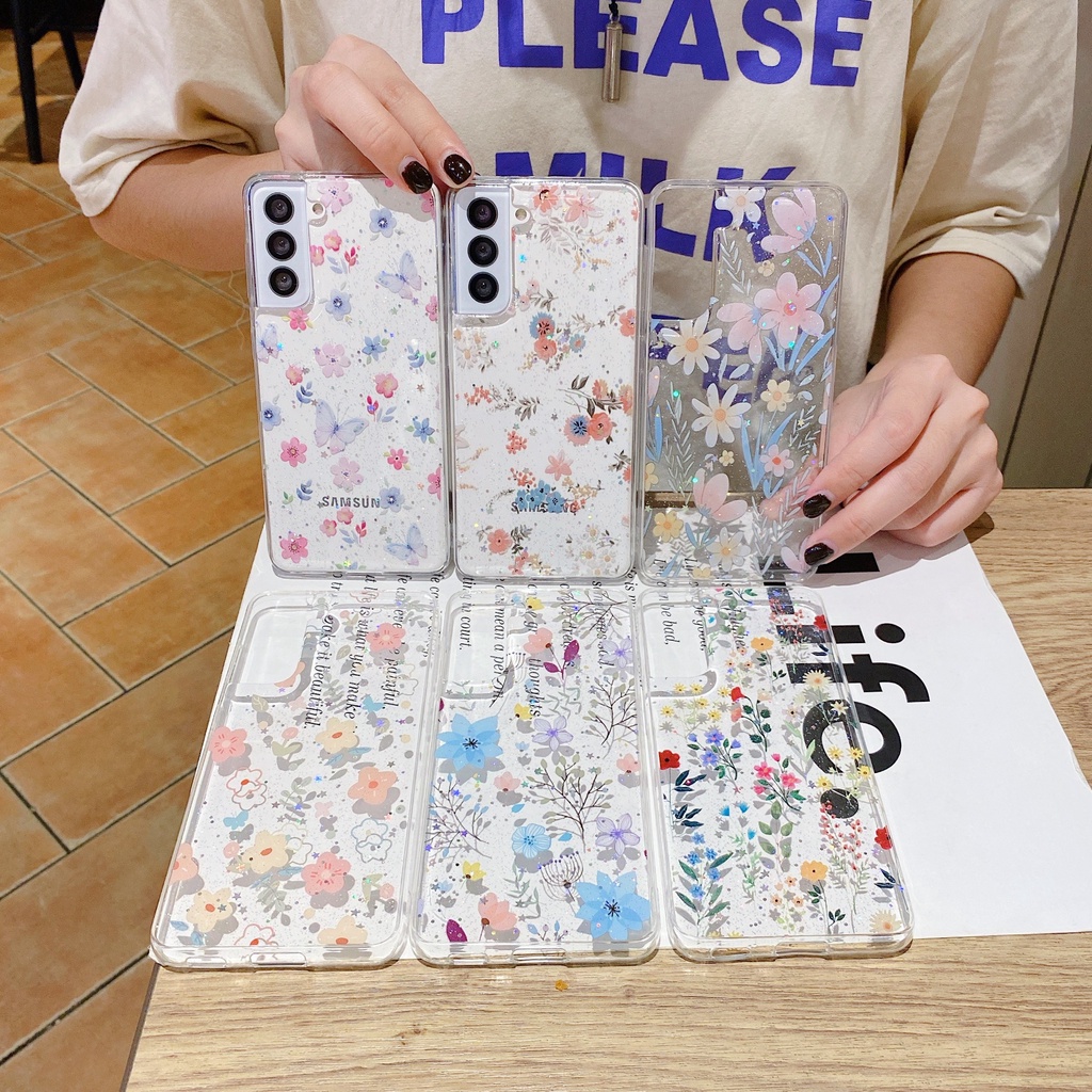 Ốp Điện Thoại Silicon Trong Suốt In Hình Hoa Dễ Thương Cho Samsung Galaxy S23 Ultra S22 Ultra S23 S23Plus S22 S22 +