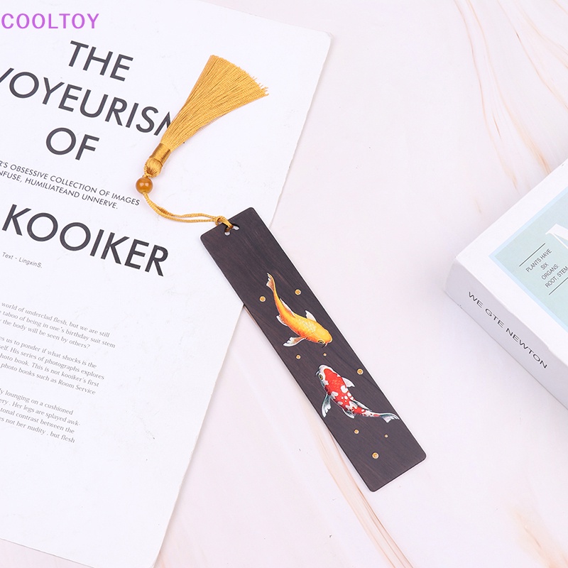 Thẻ Đánh Dấu Trang Sách Hình Cá Koi Vẽ Phong Cách Trung Hoa Sáng Tạo