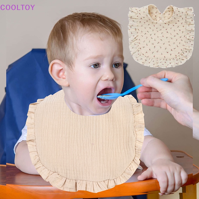 1 Yếm Ăn Cotton Mềm Mại Họa Tiết Hoa Xinh Xắn Cho Bé