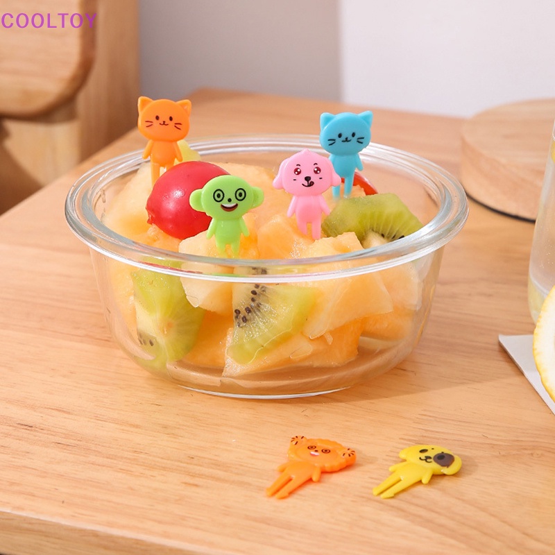 Set 10 Nĩa Ăn Trái Cây / Tráng Miệng / Tráng Miệng Hình Động Vật Hoạt Hình Mini Trang Trí Tiệc Cho Bé