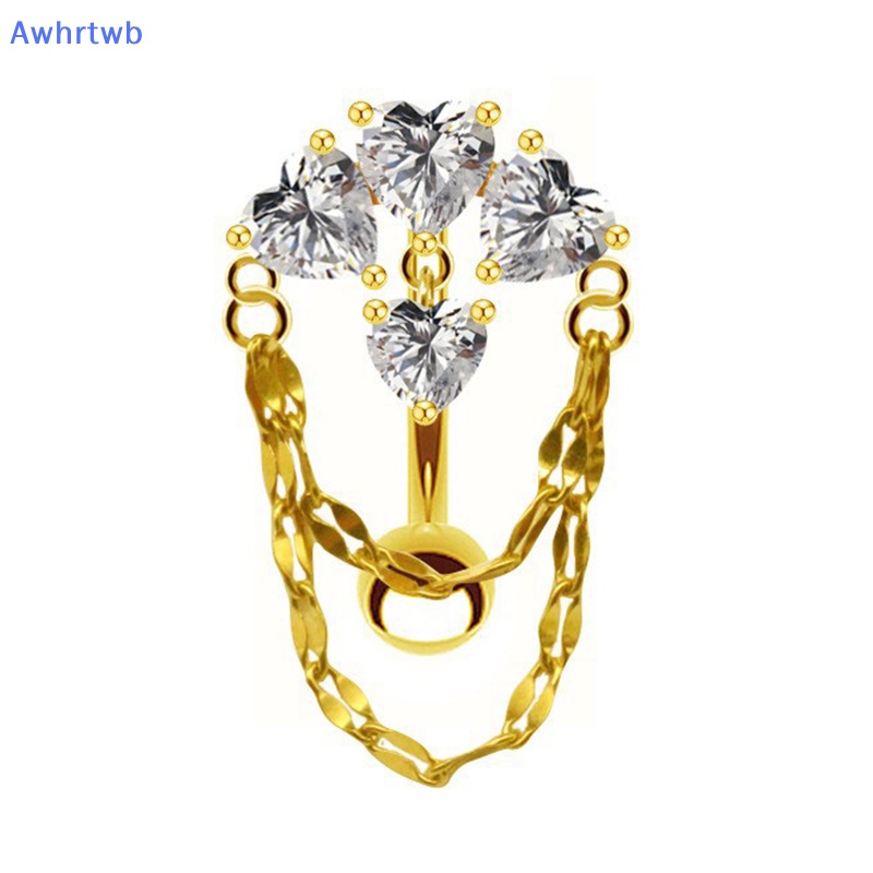 Khuyên Rốn Hình Trái Tim Bằng Thép Không Gỉ Đính Đá Zircon Mới