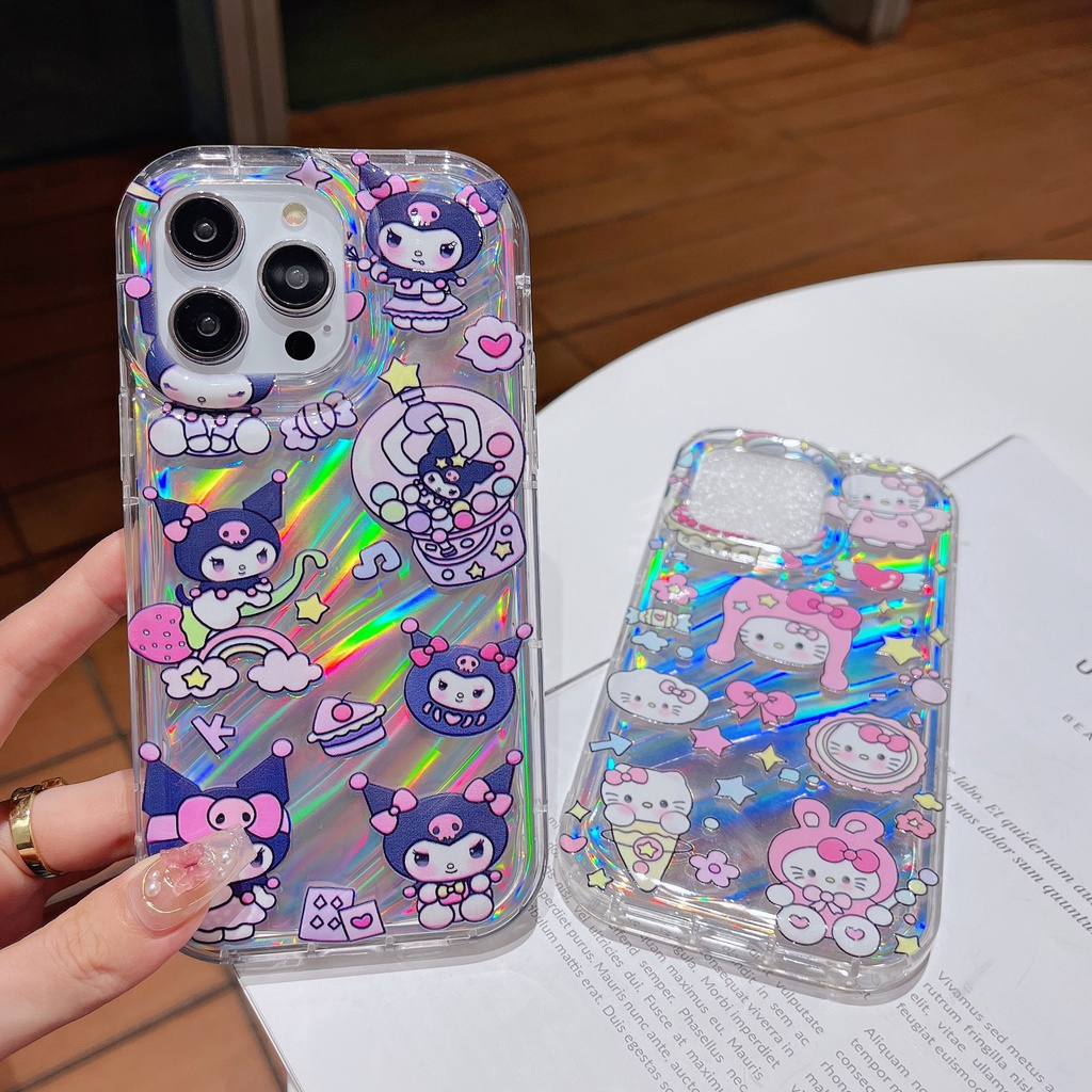 Ốp Điện Thoại TPU Dẻo Trong Suốt Họa Tiết Hoạt Hình Mèo Kuromi Dễ Thương Chống Sốc Cho iPhone 12 13 14 Pro Max