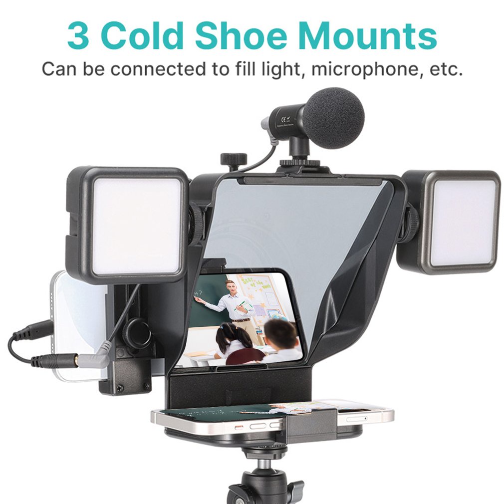 Teleprompter Pt-15 Phones Cellphone Prompter Smart Phone Holder Remote Control Lens Adapter For Video Live [Q/13]