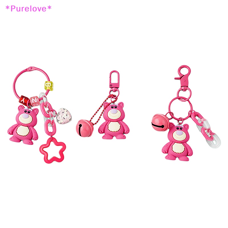 Móc Khóa Hình Chú Gấu Hồng Và Dâu Tây Đáng Yêu Dành Cho Nữ Mới
