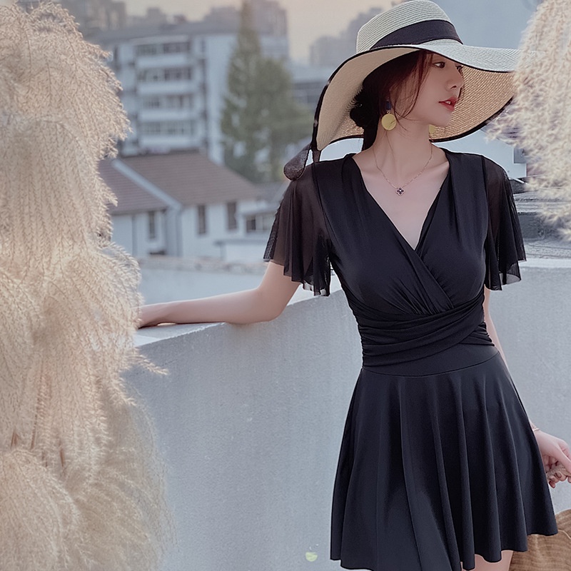 Đồ bơi nữ kín đáo tay ngắn CÓ MÚT CÓ SIZE-Bikini đi biển 2 mảnh có tay váy xoè- đồ bơi học sinh nữ AA7526